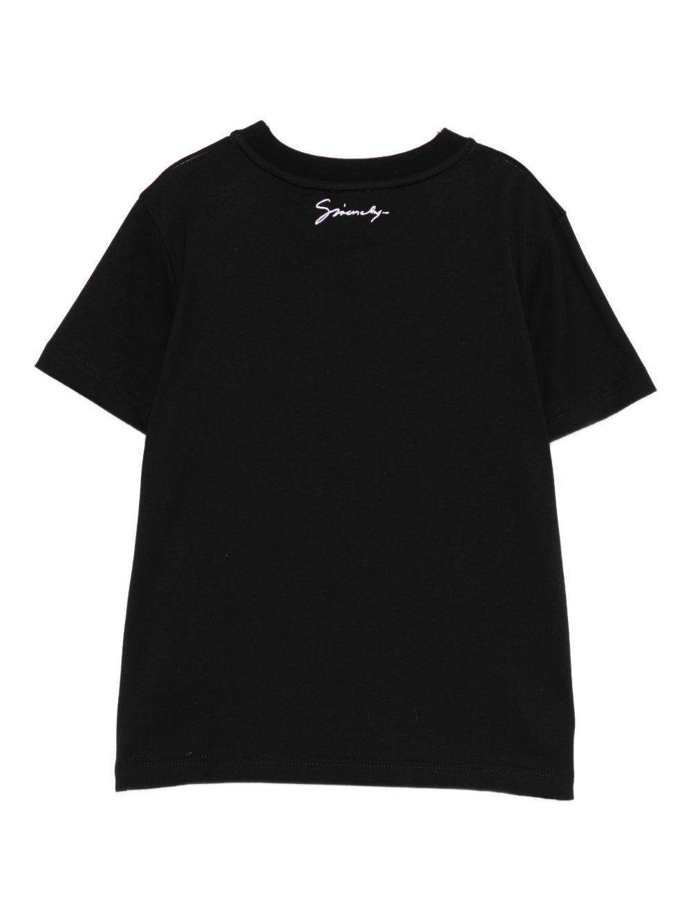 T-shirt per bambino Givenchy Kids nera con toppa con logo ricamato - Rubino Kids