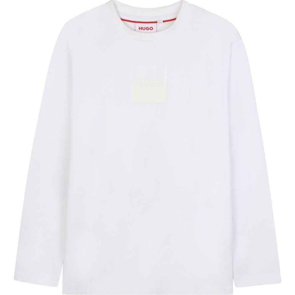 T-shirt per bambino Hugo Kids bianca con dettaglio logo stampato - Rubino Kids
