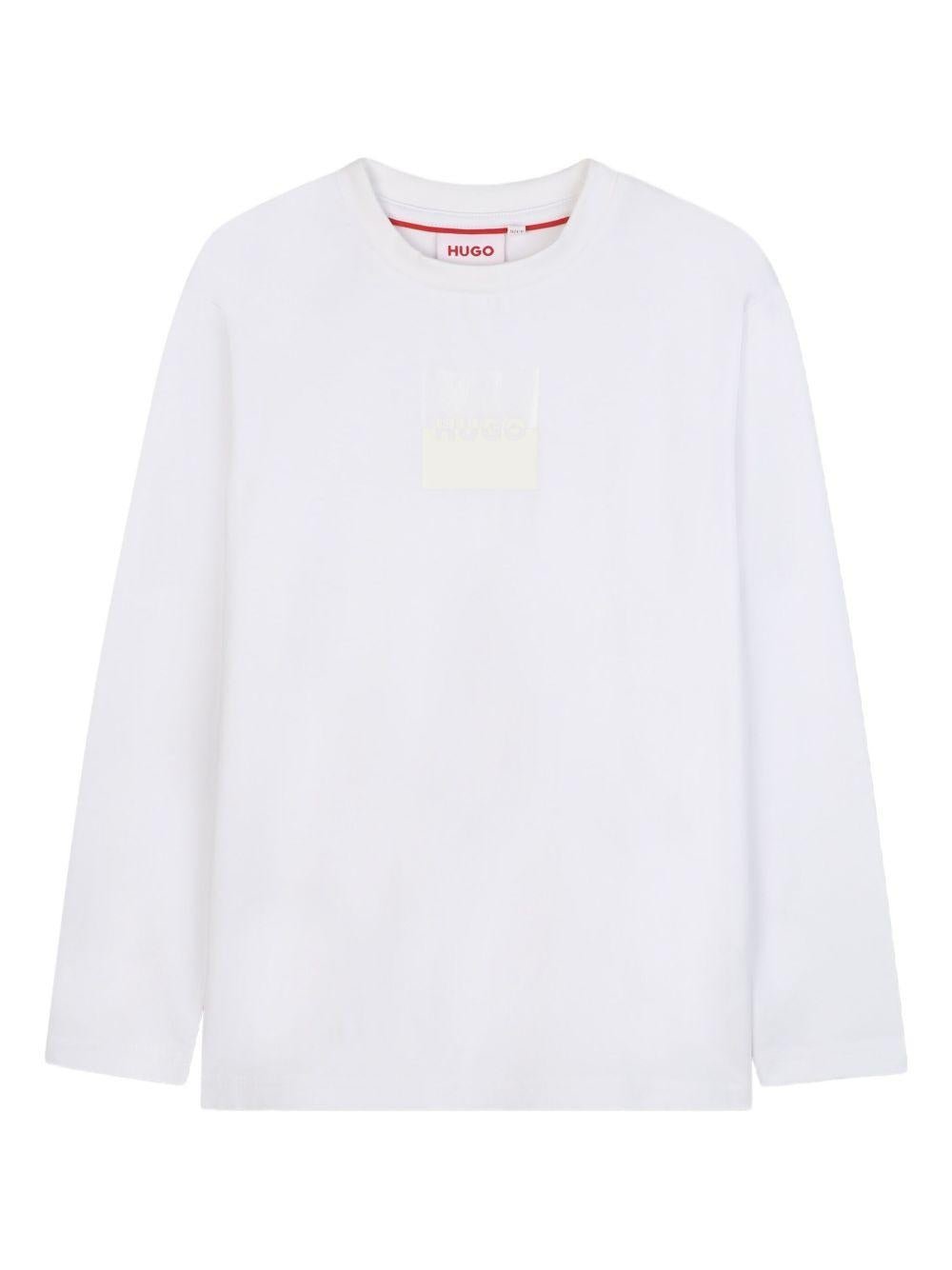 T-shirt per bambino Hugo Kids bianca con dettaglio logo stampato - Rubino Kids