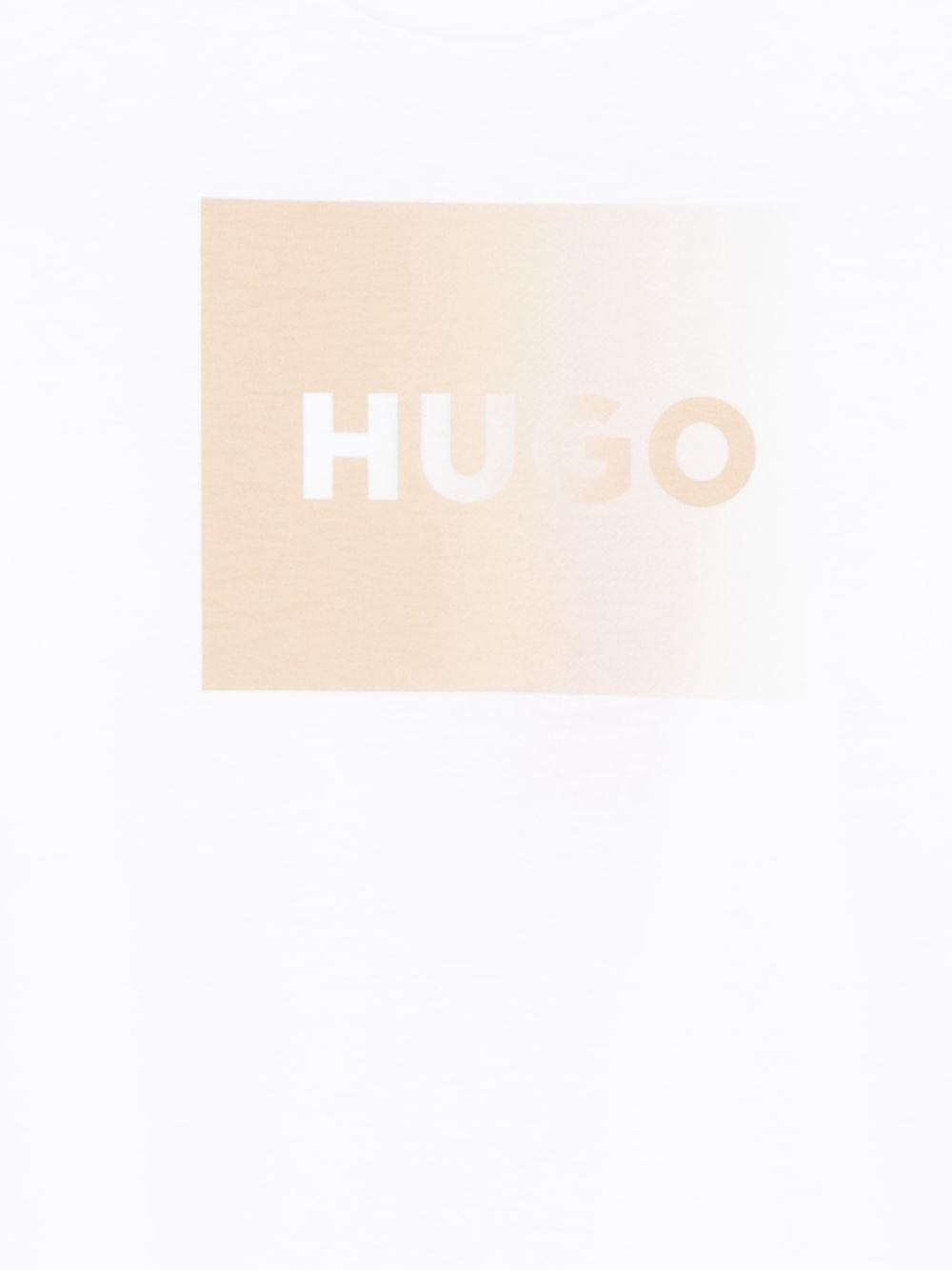 T-shirt per bambino Hugo Kids bianca con logo sul davanti - Rubino Kids