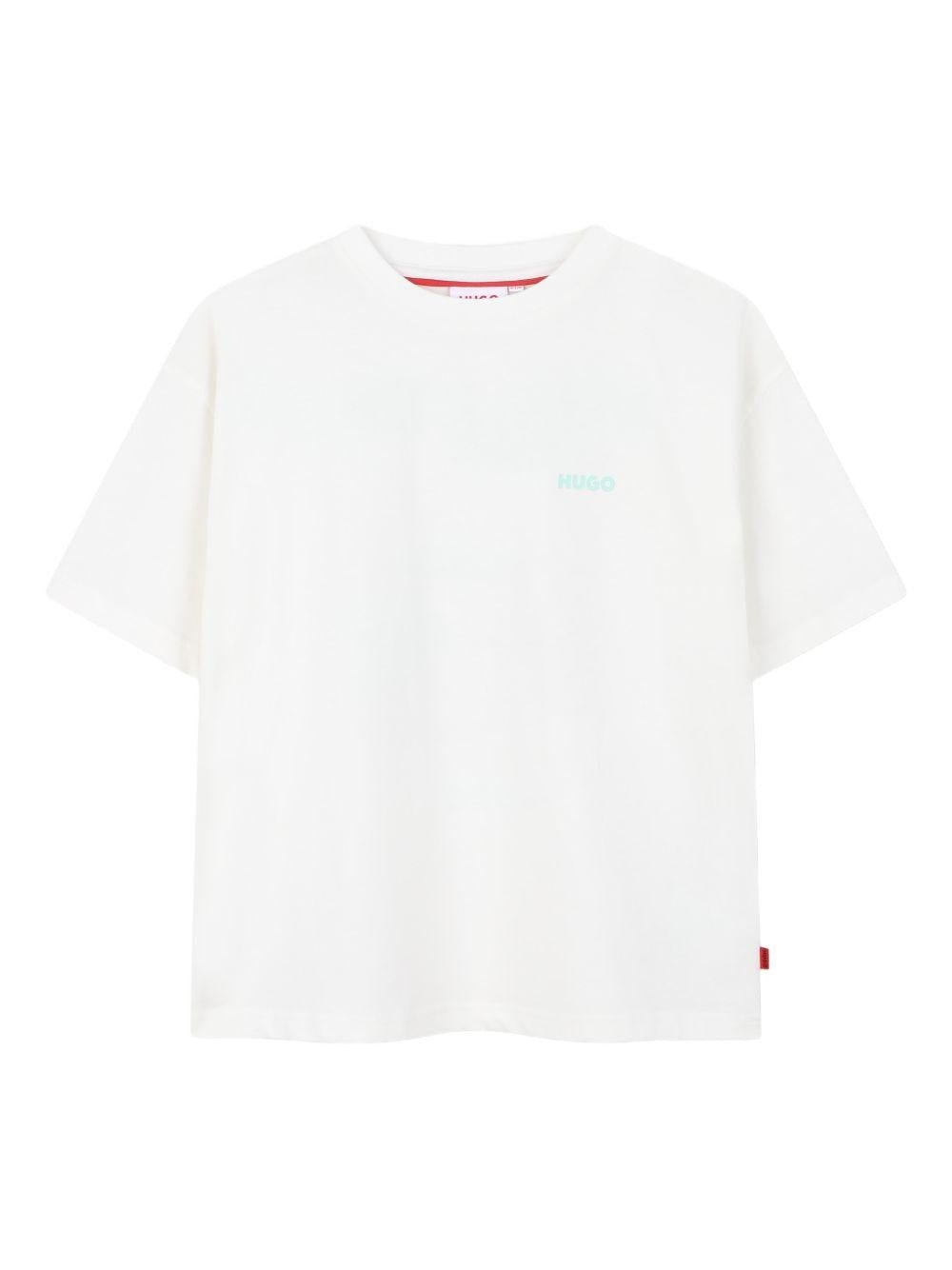 T-shirt per bambino Hugo Kids bianca con stampa grafica sul retro - Rubino Kids