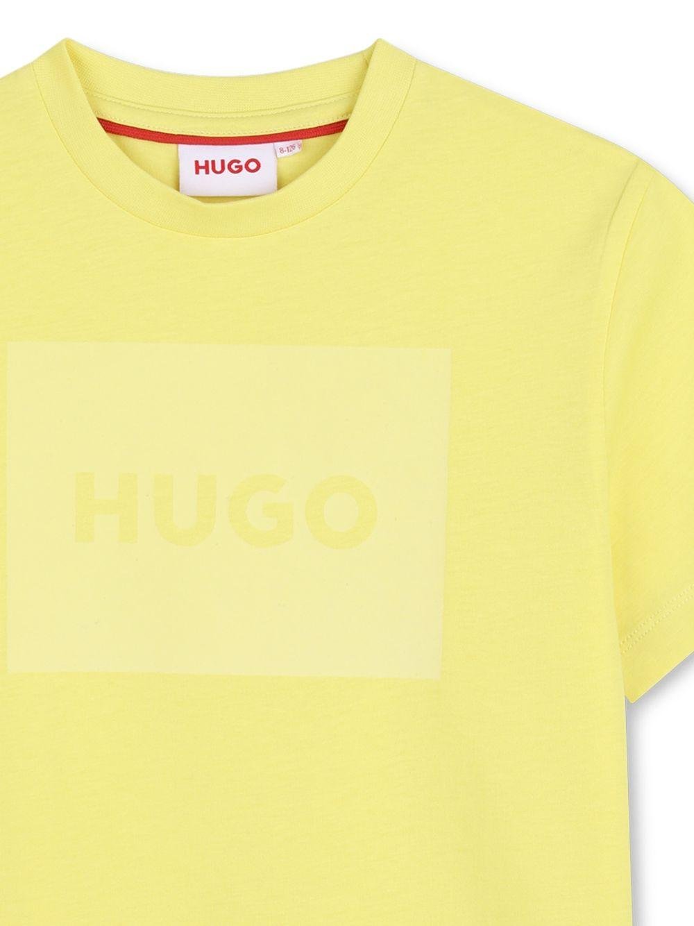 T-shirt per bambino Hugo Kids gialla con logo sul davanti - Rubino Kids