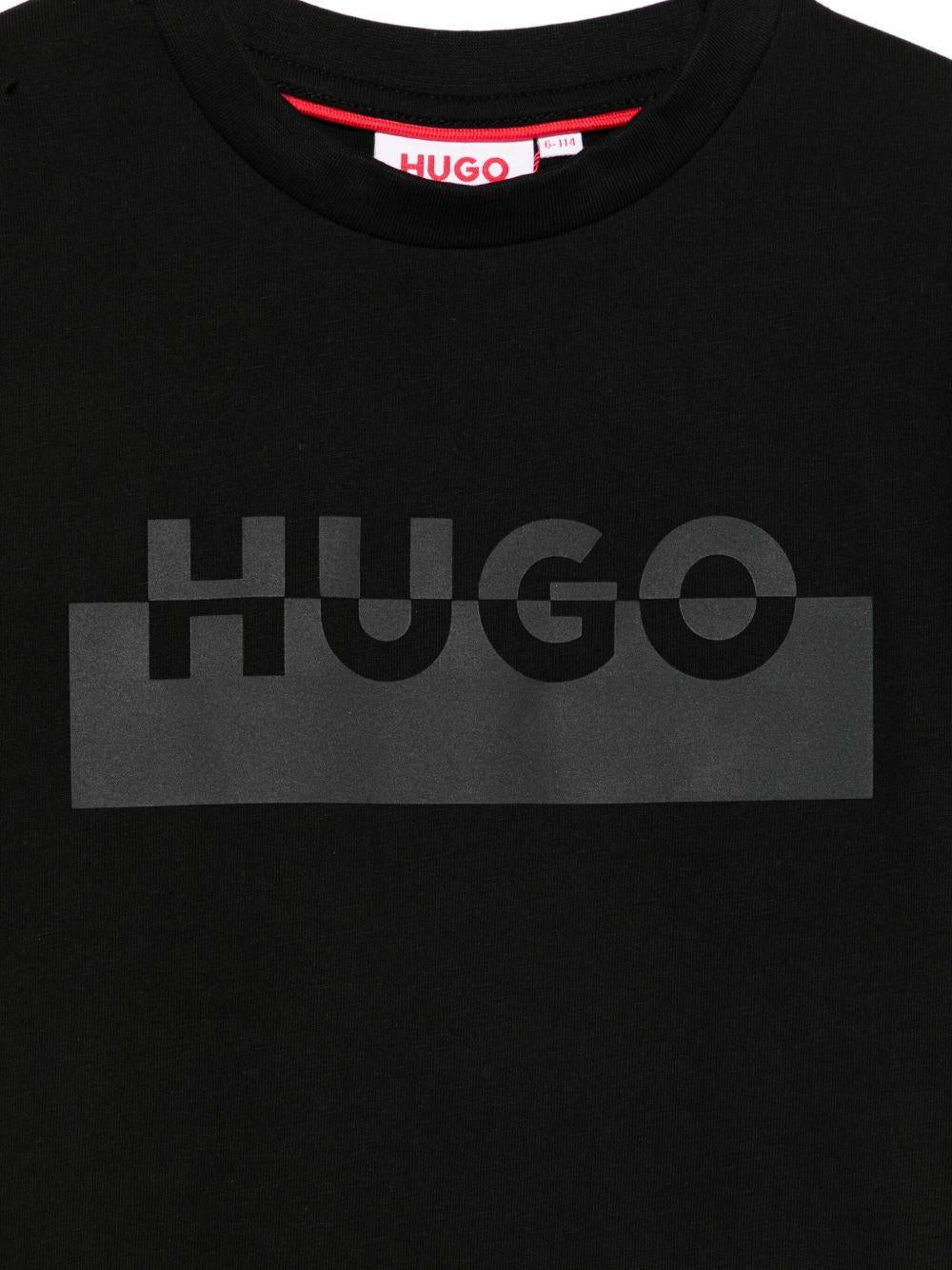 T-shirt per bambino Hugo Kids nera con stampa grafica - Rubino Kids