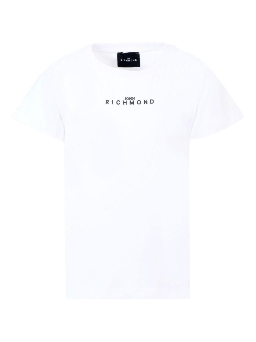 T-shirt per bambino John Richmond Junior bianca con logo - Rubino Kids
