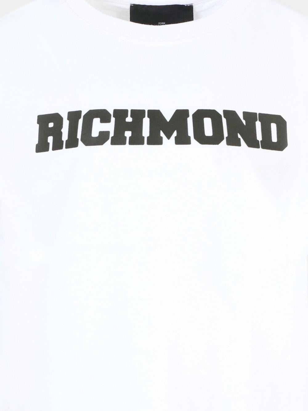 T-shirt per bambino John Richmond Junior bianco con stampa logo - Rubino Kids