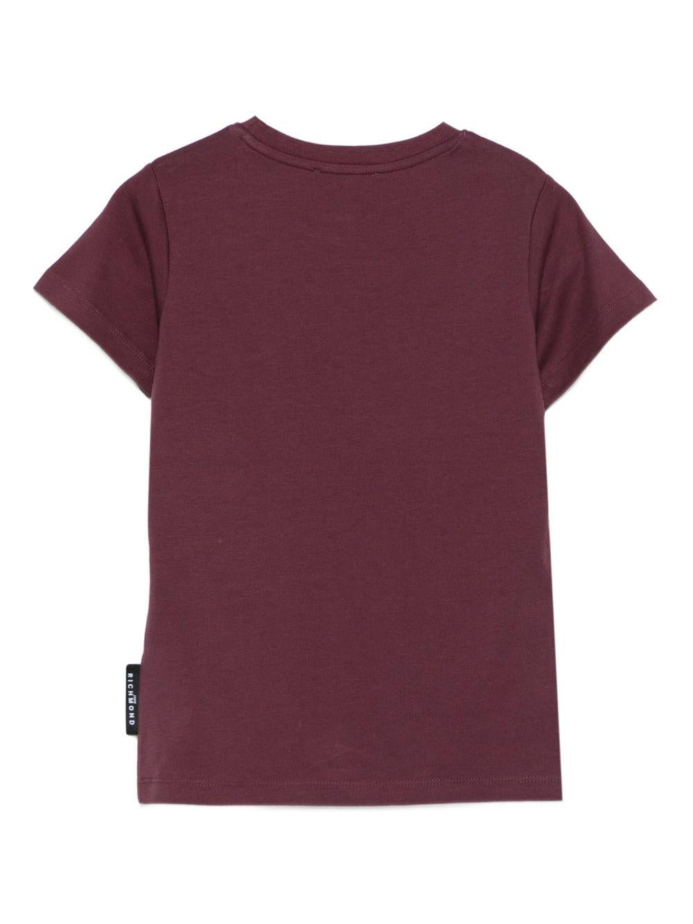 T-shirt per bambino John Richmond Junior bordeaux con logo in rilievo - Rubino Kids