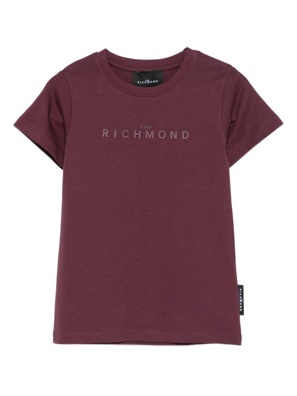 T-shirt per bambino John Richmond Junior bordeaux con logo in rilievo - Rubino Kids