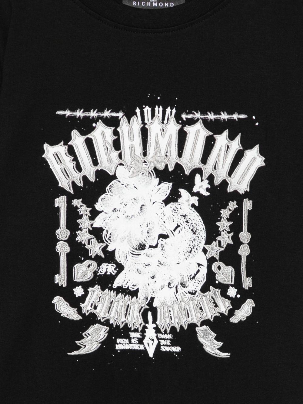 T-shirt per bambino John Richmond Junior nero con stampa grafica - Rubino Kids