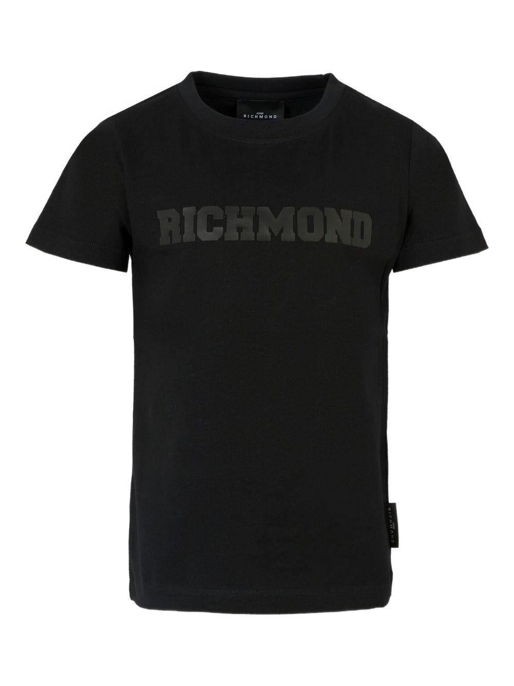 T-shirt per bambino John Richmond Junior nero con stampa logo - Rubino Kids