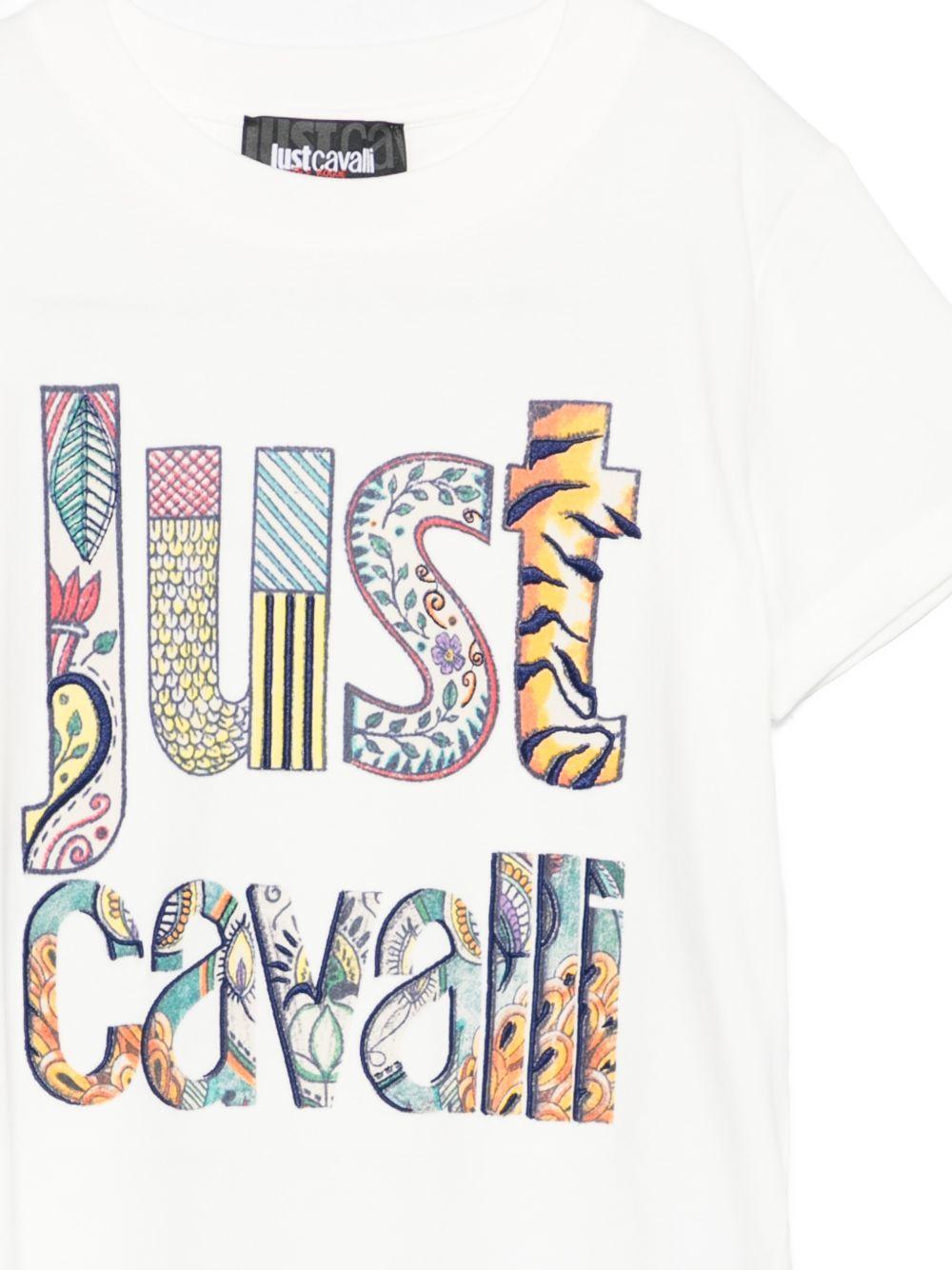 T-shirt per bambino Just Cavalli Kids bianca con dettaglio logo - Rubino Kids