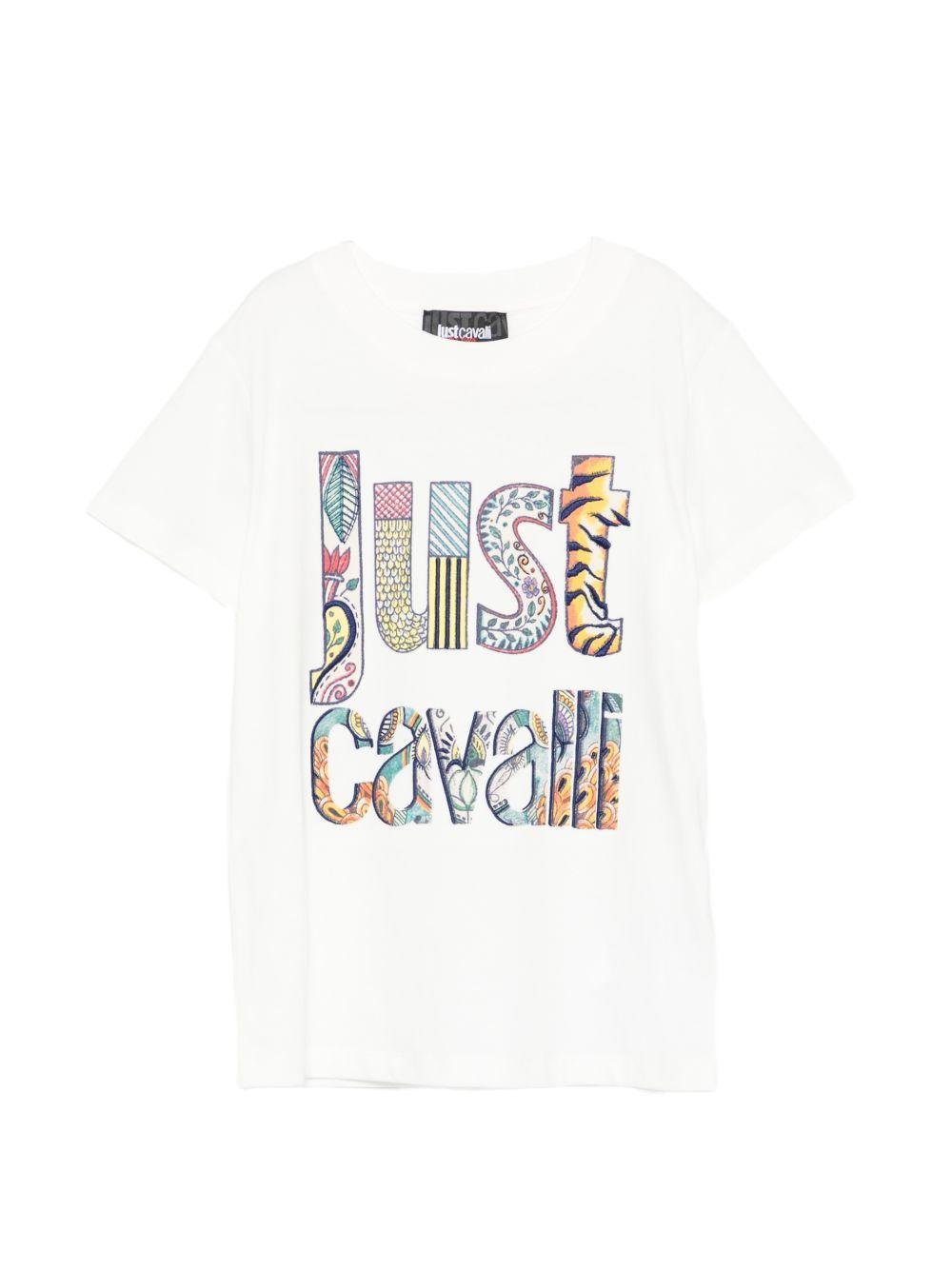 T-shirt per bambino Just Cavalli Kids bianca con dettaglio logo - Rubino Kids