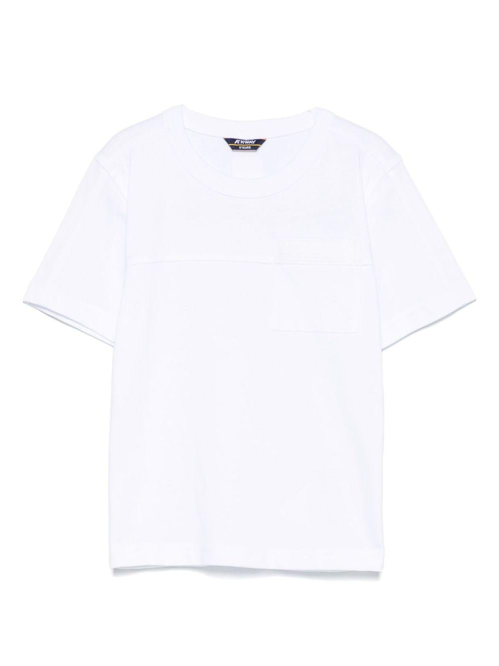 T-shirt per bambino K Way Kids Fanton bianco con tasca applicata sul petto - Rubino Kids