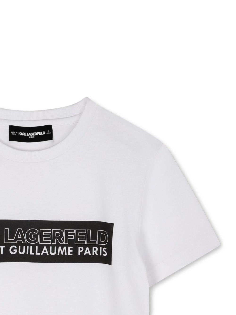 T-shirt per bambino Karl Lagerfeld Kids bianco con stampa grafica - Rubino Kids