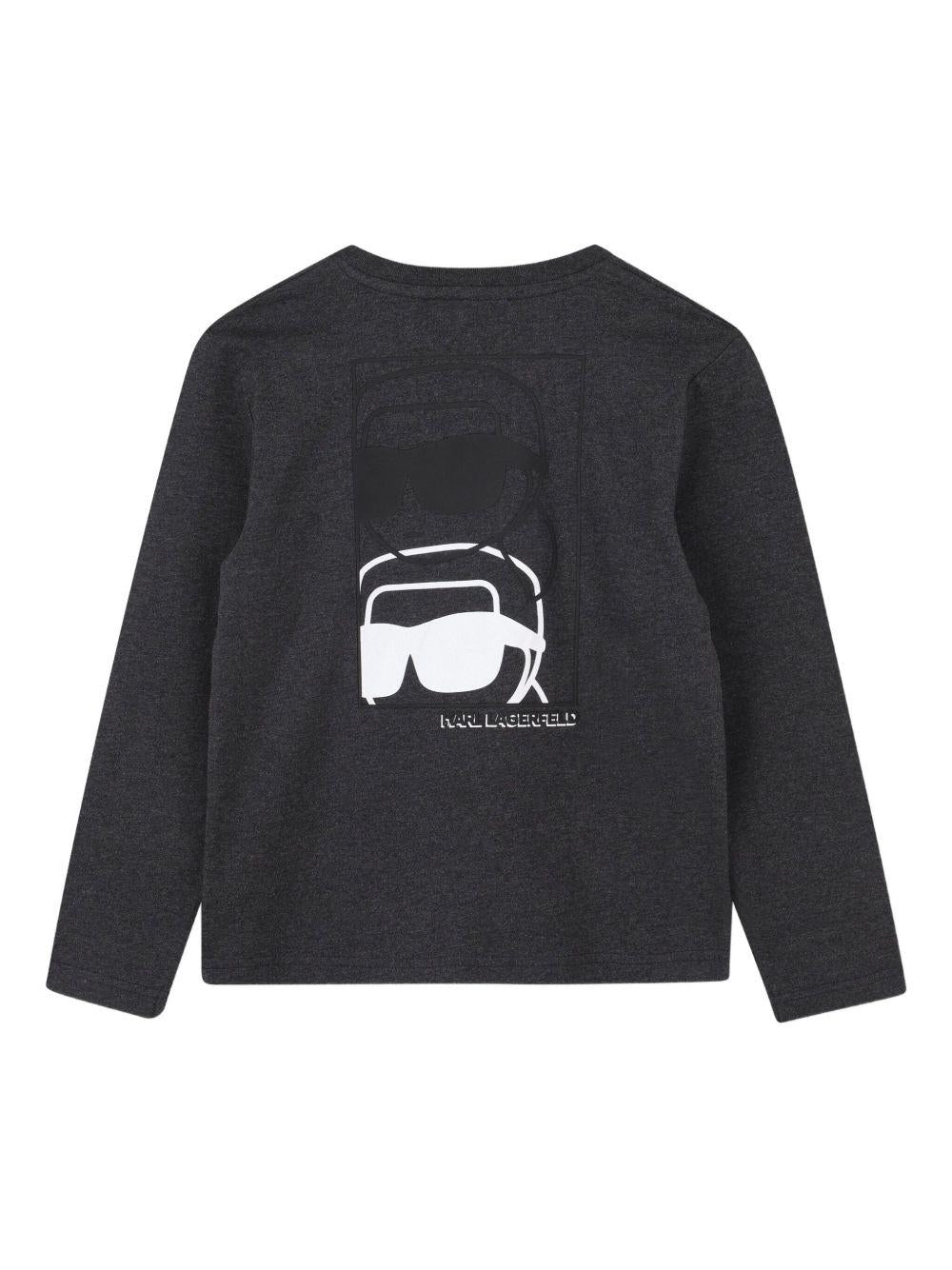 T-shirt per bambino Karl Lagerfeld Kids grigia con stampa grafica - Rubino Kids
