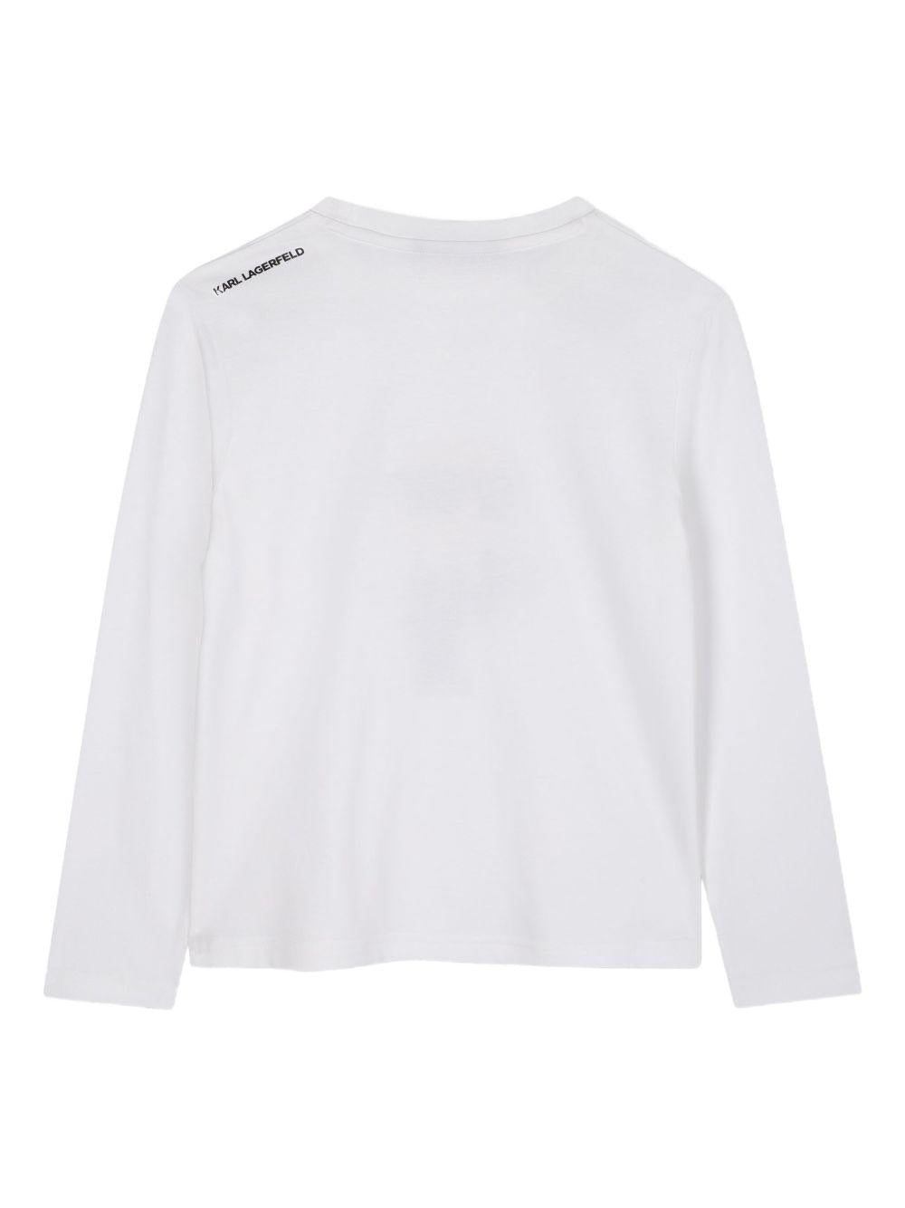 T-shirt per bambino Karl Lagerfeld Kids Ikonik Karl bianco a maniche lunghe - Rubino Kids