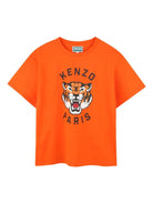 T-shirt per bambino Kenzo Kids arancione con stampa Head Tiger - Rubino Kids