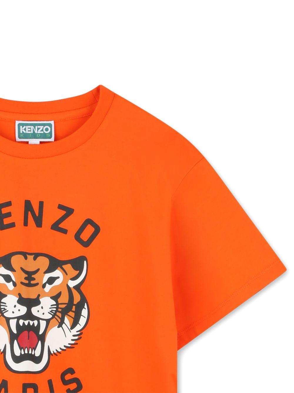 T-shirt per bambino Kenzo Kids arancione con stampa Head Tiger - Rubino Kids