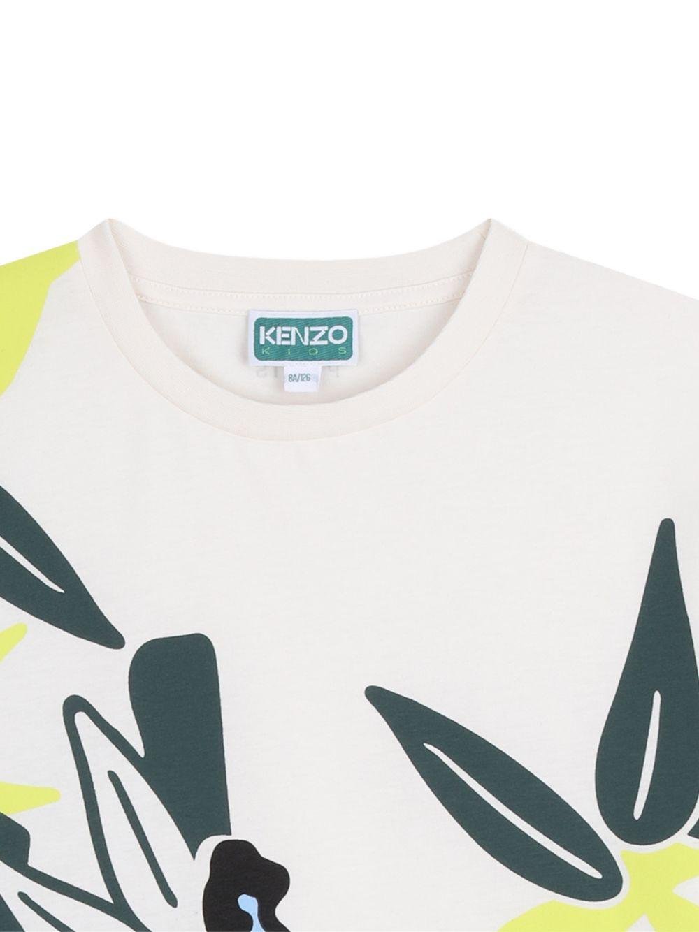 T-shirt per bambino Kenzo Kids bianca con stampa grafica elefante - Rubino Kids
