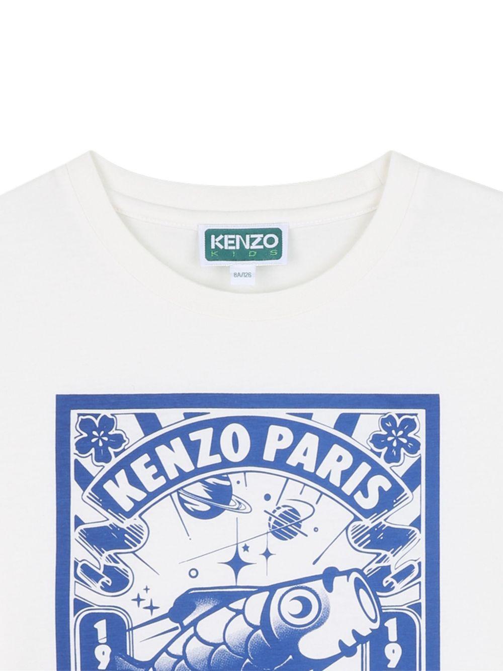 T-shirt per bambino Kenzo Kids bianca con stampa grafica - Rubino Kids