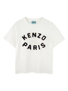 T-shirt per bambino Kenzo Kids bianco con ricamo logo - Rubino Kids