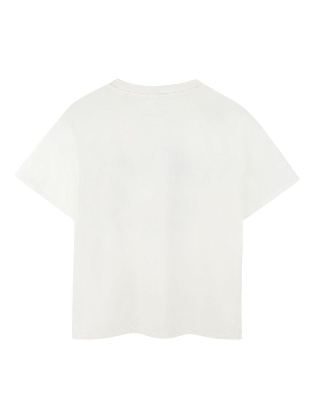 T-shirt per bambino Kenzo Kids bianco con ricamo logo - Rubino Kids