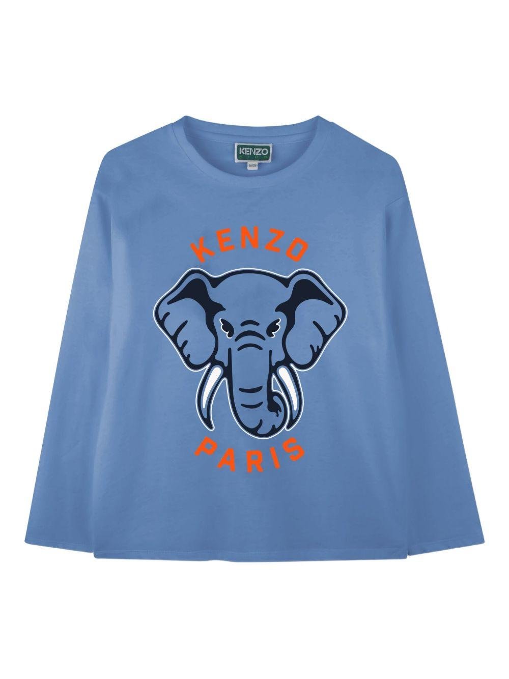 T-shirt per bambino Kenzo Kids blu con stampa grafica - Rubino Kids