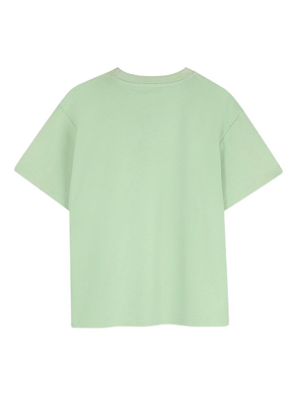 T-shirt per bambino Kenzo Kids verde con stampa logo sul petto - Rubino Kids
