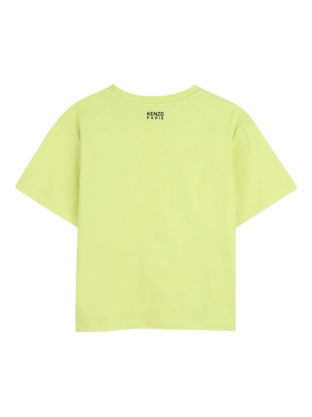 T-shirt per bambino Kenzo Kids verde lime con dettaglio sul petto - Rubino Kids