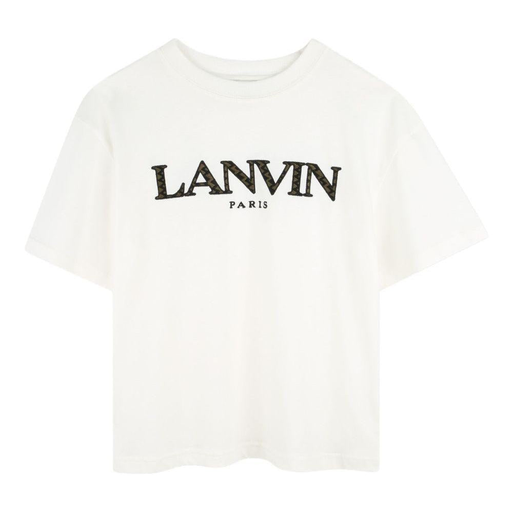 T-shirt per bambino Lanvin Enfant bianca con logo - Rubino Kids