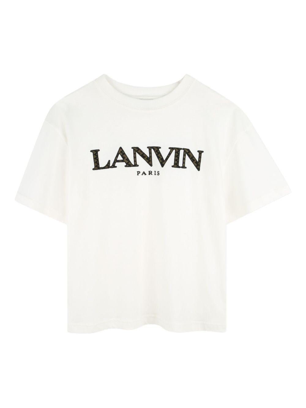 T-shirt per bambino Lanvin Enfant bianca con logo - Rubino Kids