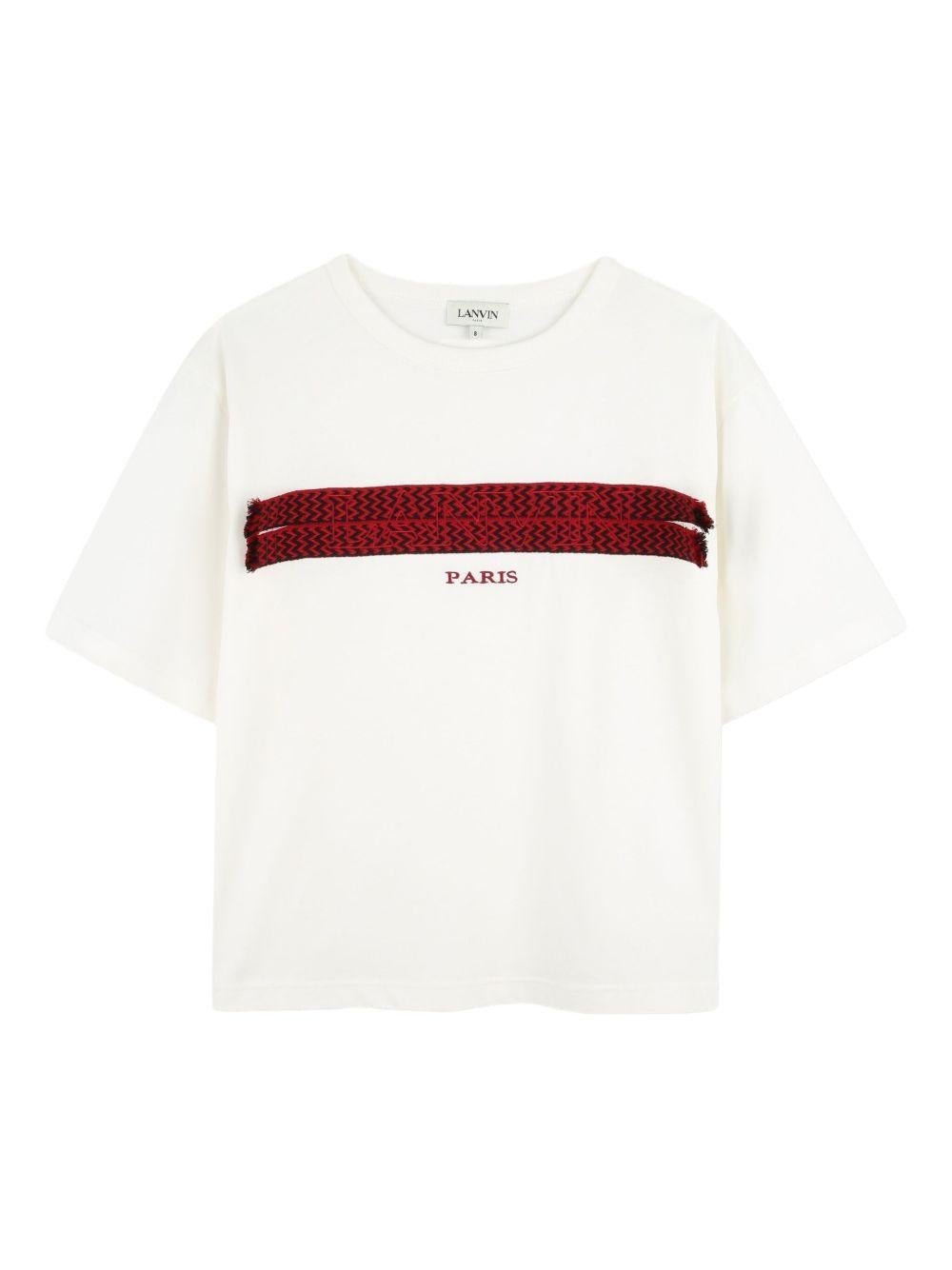 T-shirt per bambino Lanvin Enfant bianco con logo sul davanti - Rubino Kids