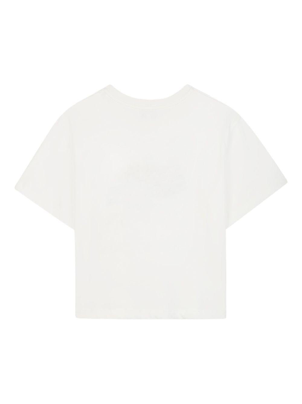T-shirt per bambino Lanvin Enfant bianco con stampa logo sul davanti - Rubino Kids