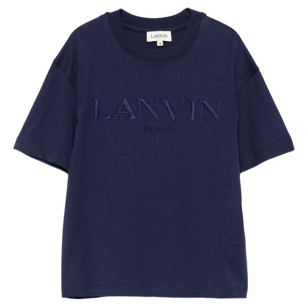 T-shirt per bambino Lanvin Enfant blu con logo sul davanti - Rubino Kids