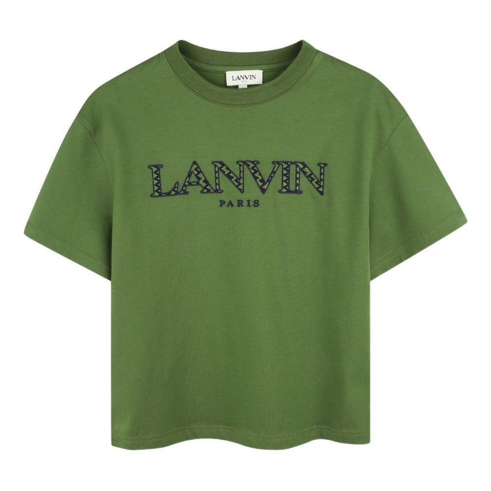 T-shirt per bambino Lanvin Enfant verde con logo sul davanti - Rubino Kids