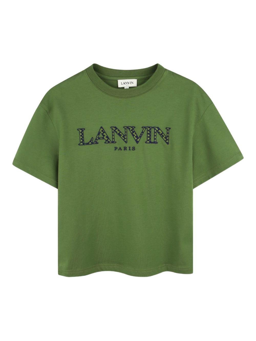 T-shirt per bambino Lanvin Enfant verde con logo sul davanti - Rubino Kids