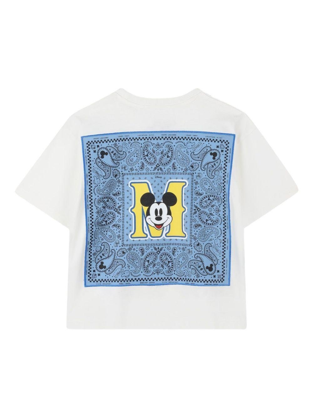 T-shirt per bambino Marc Jacobs Kids x Disney Mickey Mouse bianca con stampa con logo frontale - Rubino Kids