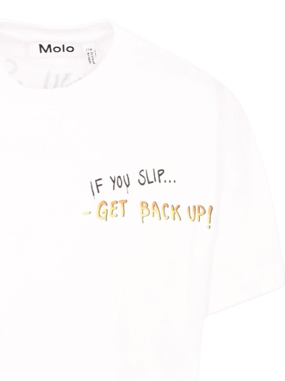 T-shirt per bambino Molo bianco con stampa slogan sul retro - Rubino Kids