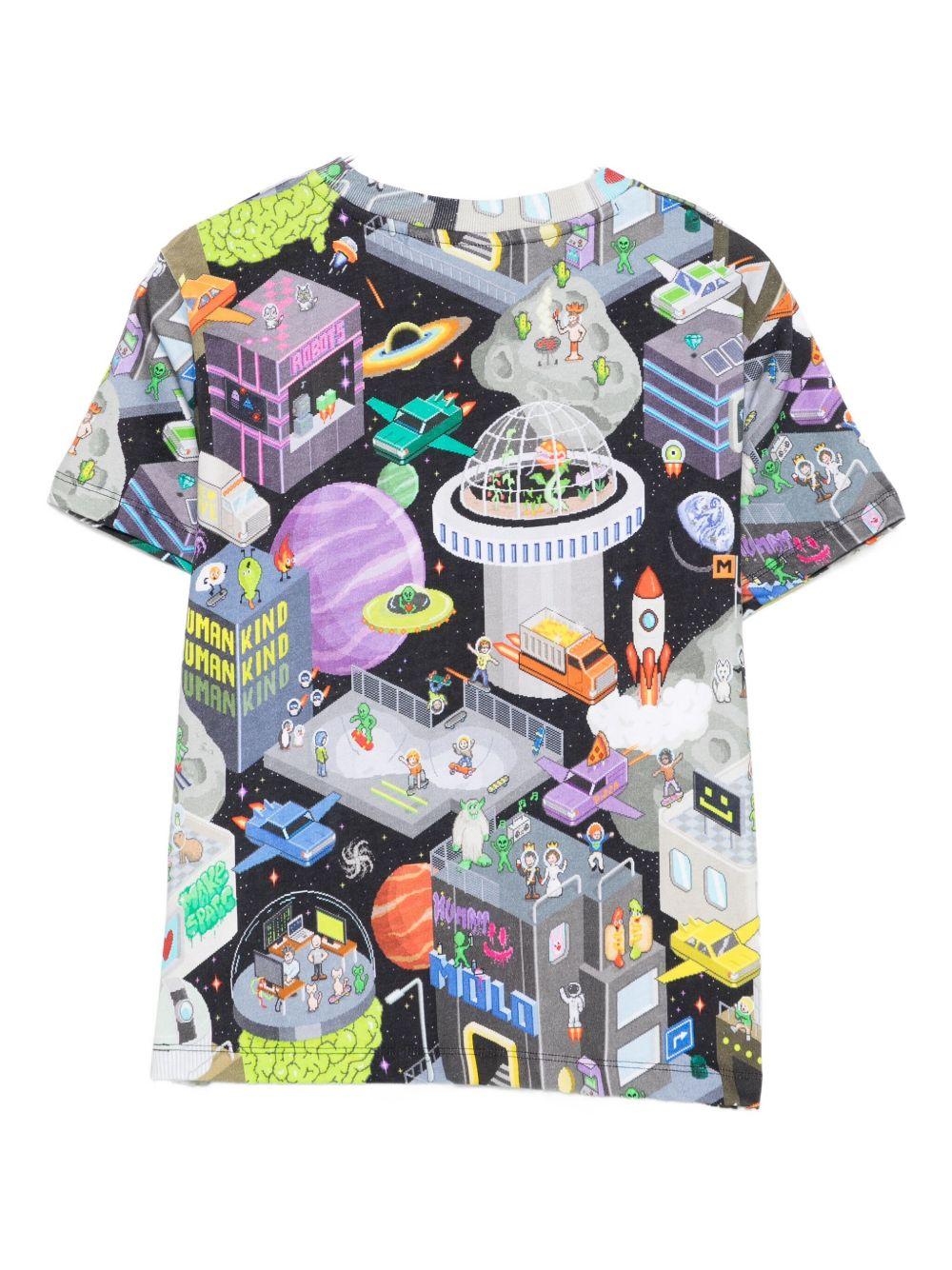 T-shirt per bambino Molo multicolore con stampa grafica - Rubino Kids