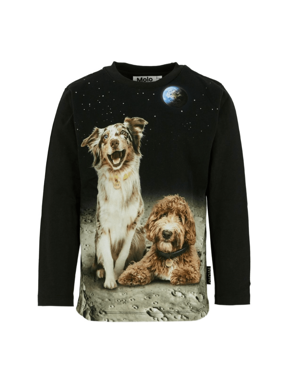 T-shirt per bambino Molo nera con stampa con due cagnolini - Rubino Kids