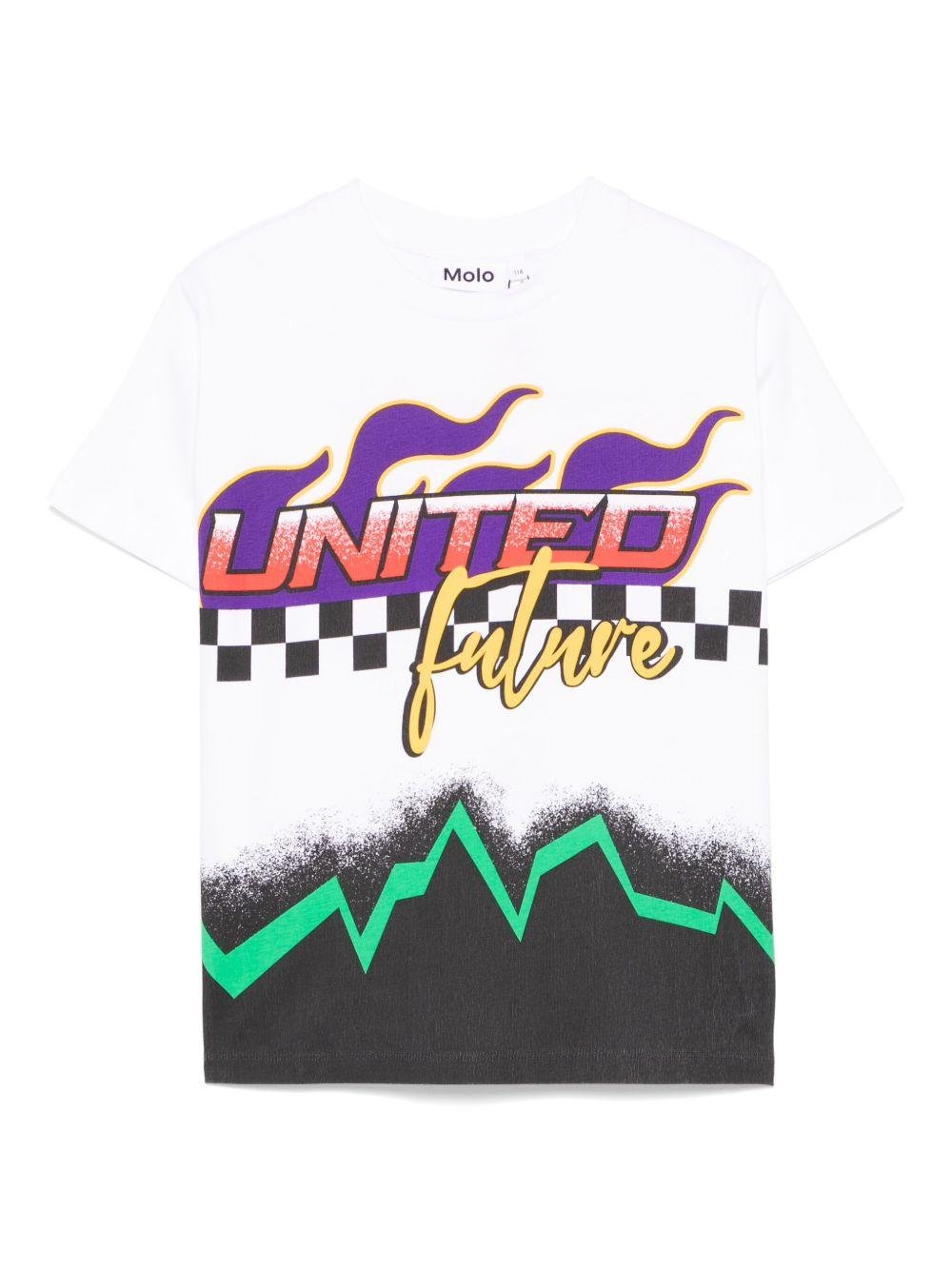 T-shirt per bambino Molo Rodney bianco con stampa grafica all - over - Rubino Kids