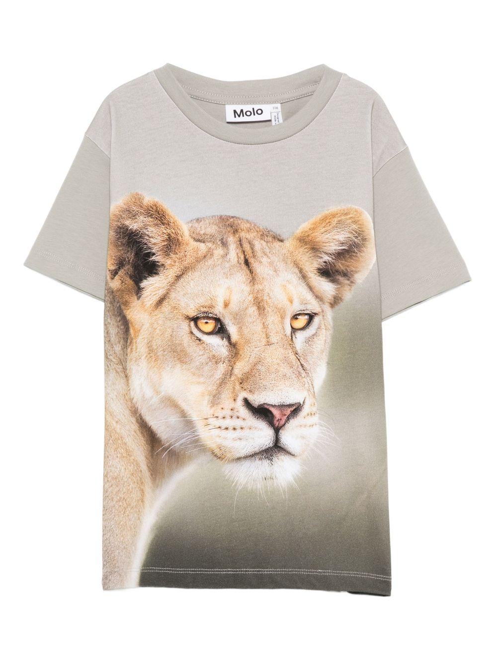 T-shirt per bambino Molo verde con stampa leone - Rubino Kids