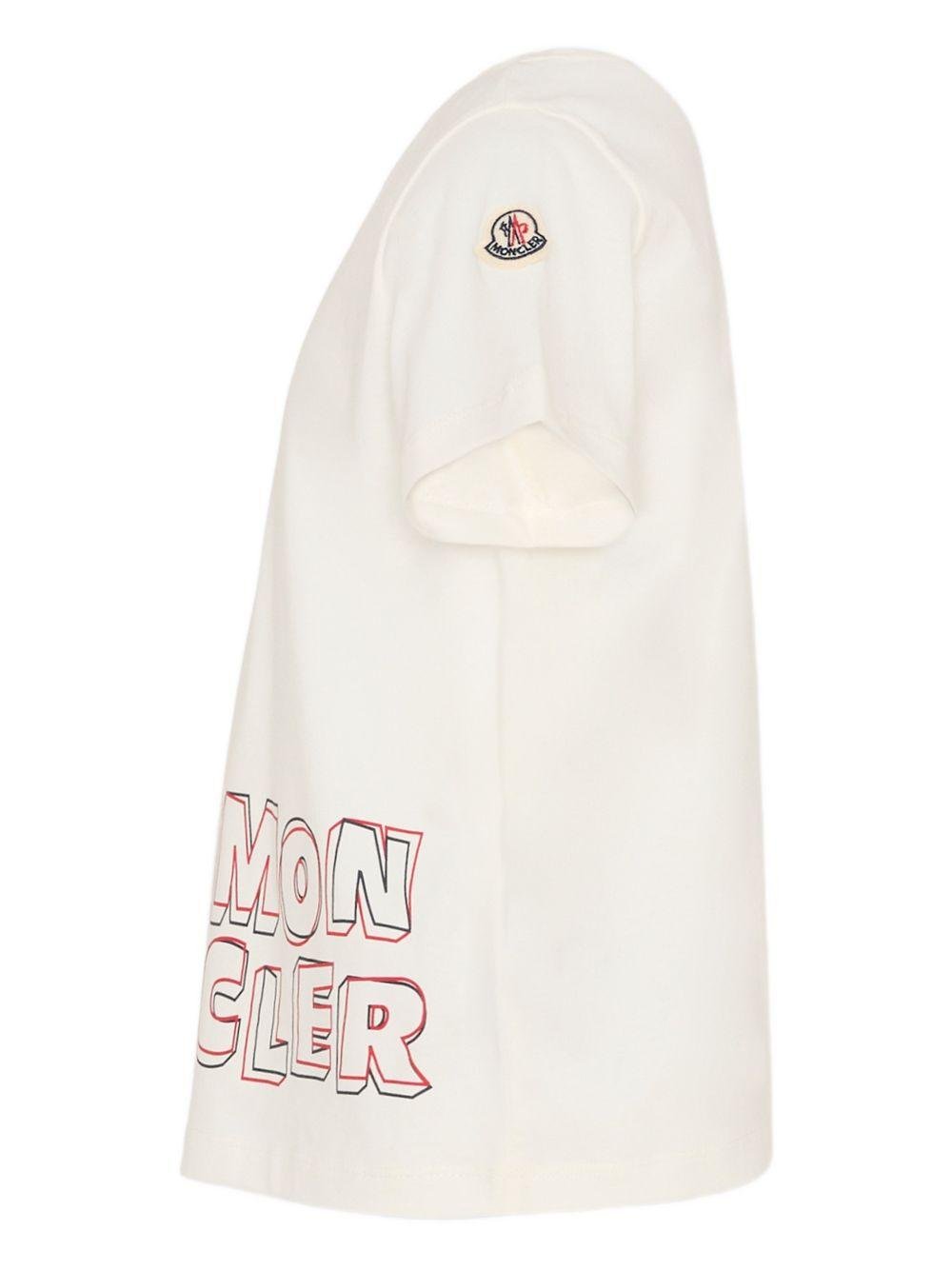 T-shirt per bambino Moncler Enfant bianca con stampa logo sul davanti - Rubino Kids