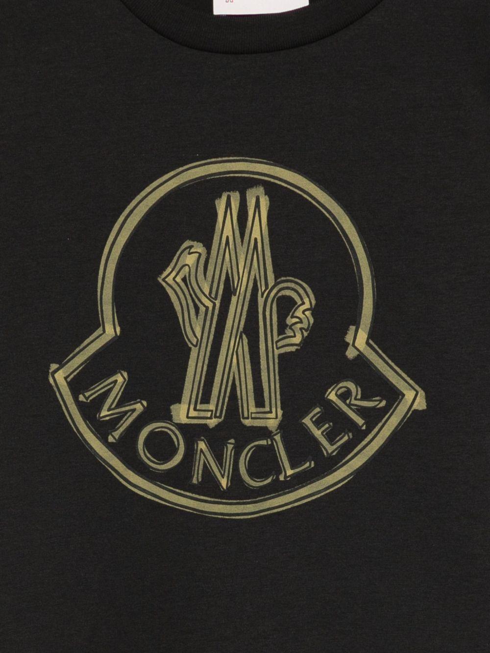 T-shirt per bambino Moncler Enfant nera con logo centrale - Rubino Kids