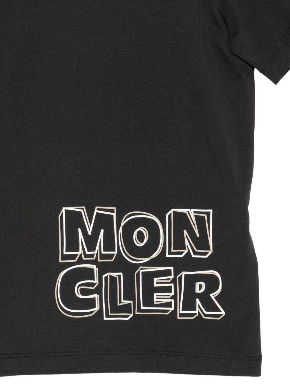 T-shirt per bambino Moncler Enfant nera con stampa logo - Rubino Kids