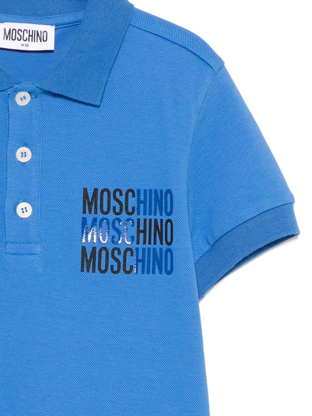 T-shirt per bambino Moschino Kids azzurro con colletto stile polo - Rubino Kids