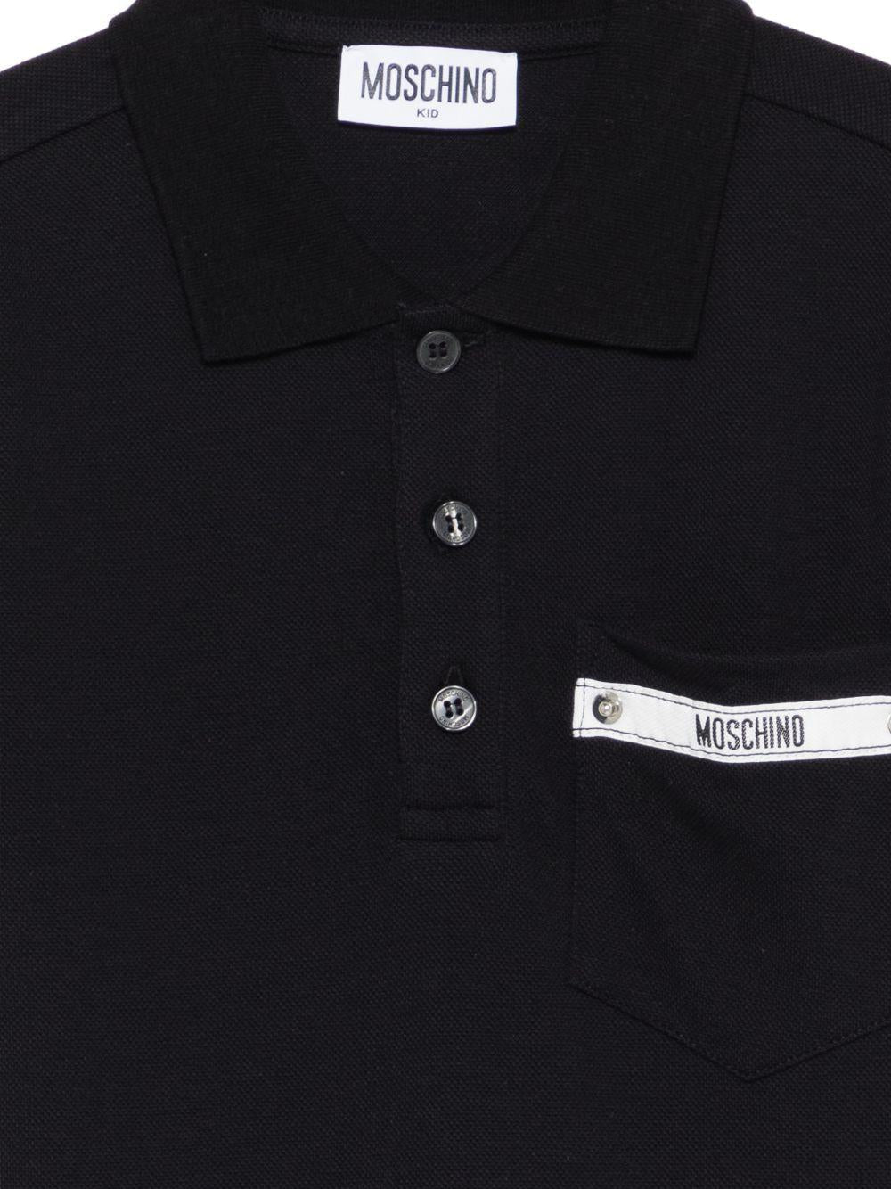 T-shirt per bambino Moschino Kids nera con colletto stile polo - Rubino Kids