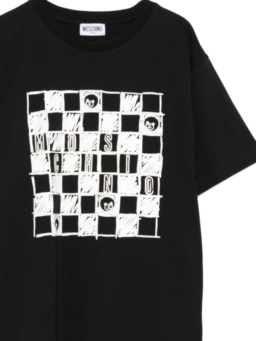 T-shirt per bambino Moschino Kids nero con stampa grafica - Rubino Kids