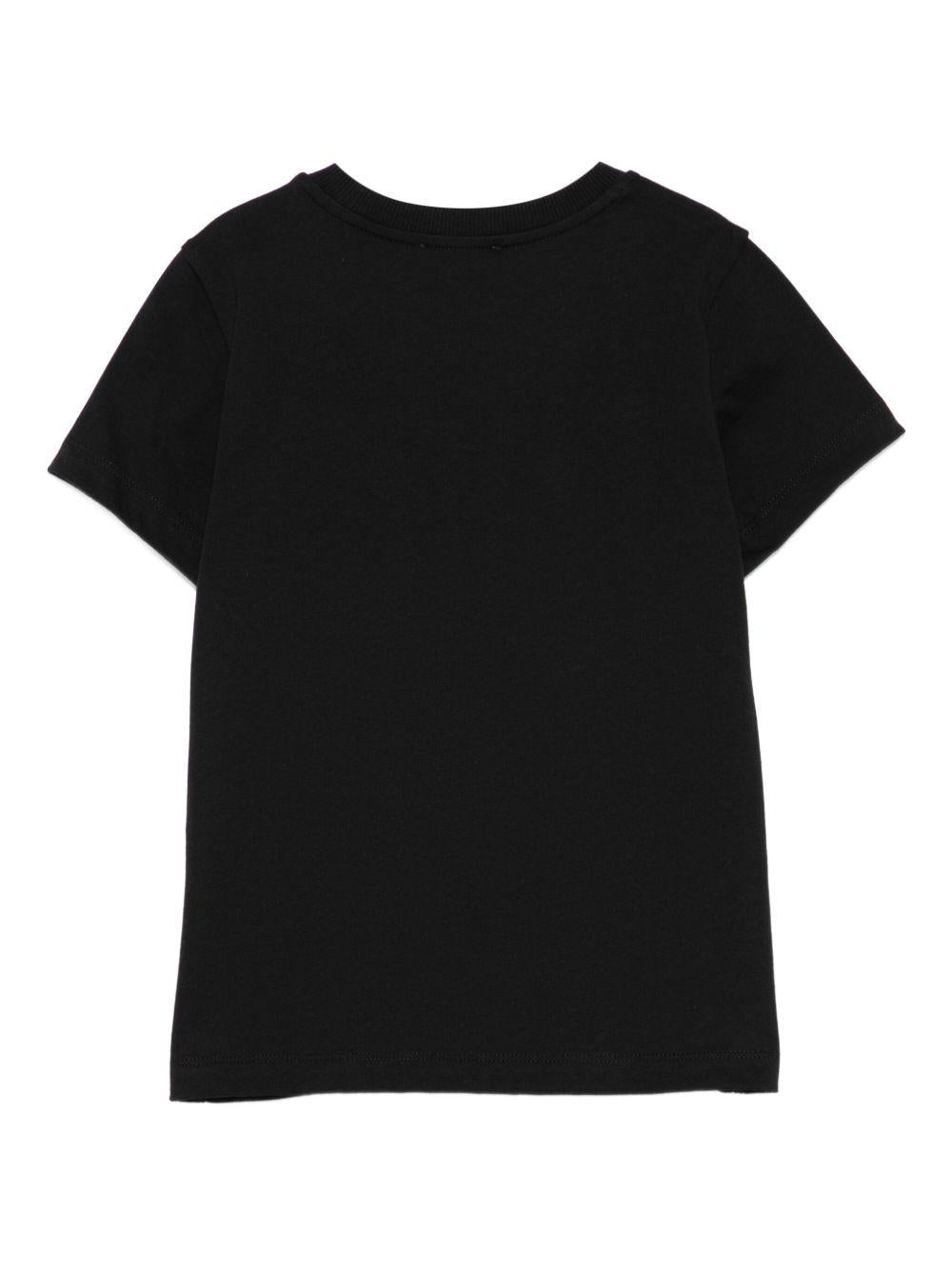 T-shirt per bambino Moschino Kids nero in cotone con logo - Rubino Kids