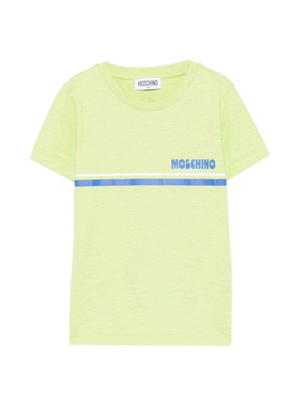 T-shirt per bambino Moschino Kids verde con logo sul davanti - Rubino Kids