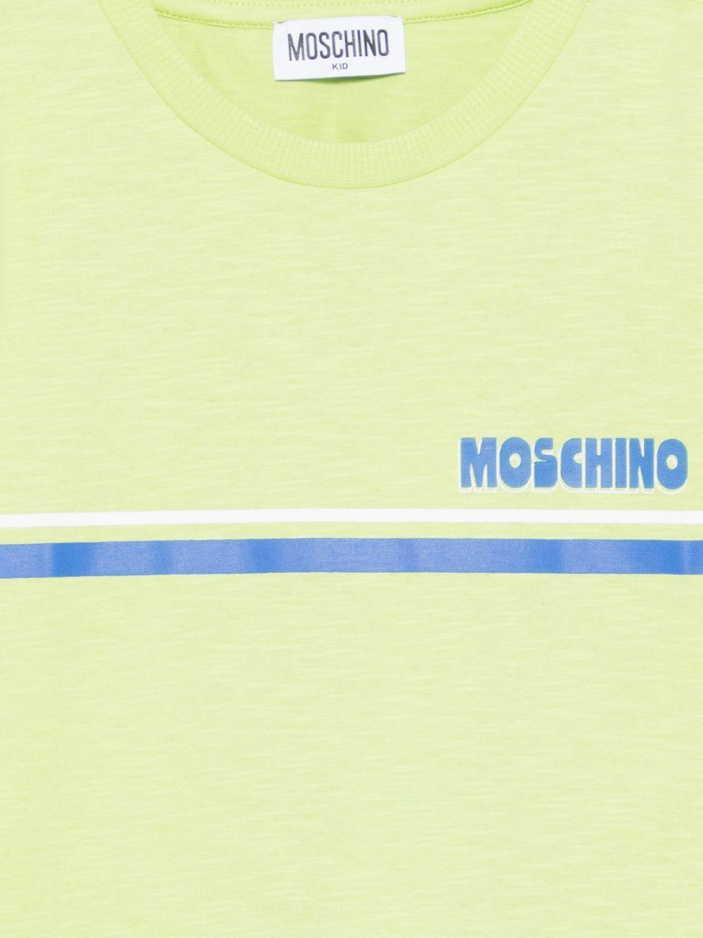 T-shirt per bambino Moschino Kids verde con logo sul davanti - Rubino Kids